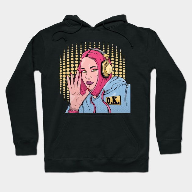 Pink Hair Girl Hoodie by mailboxdisco